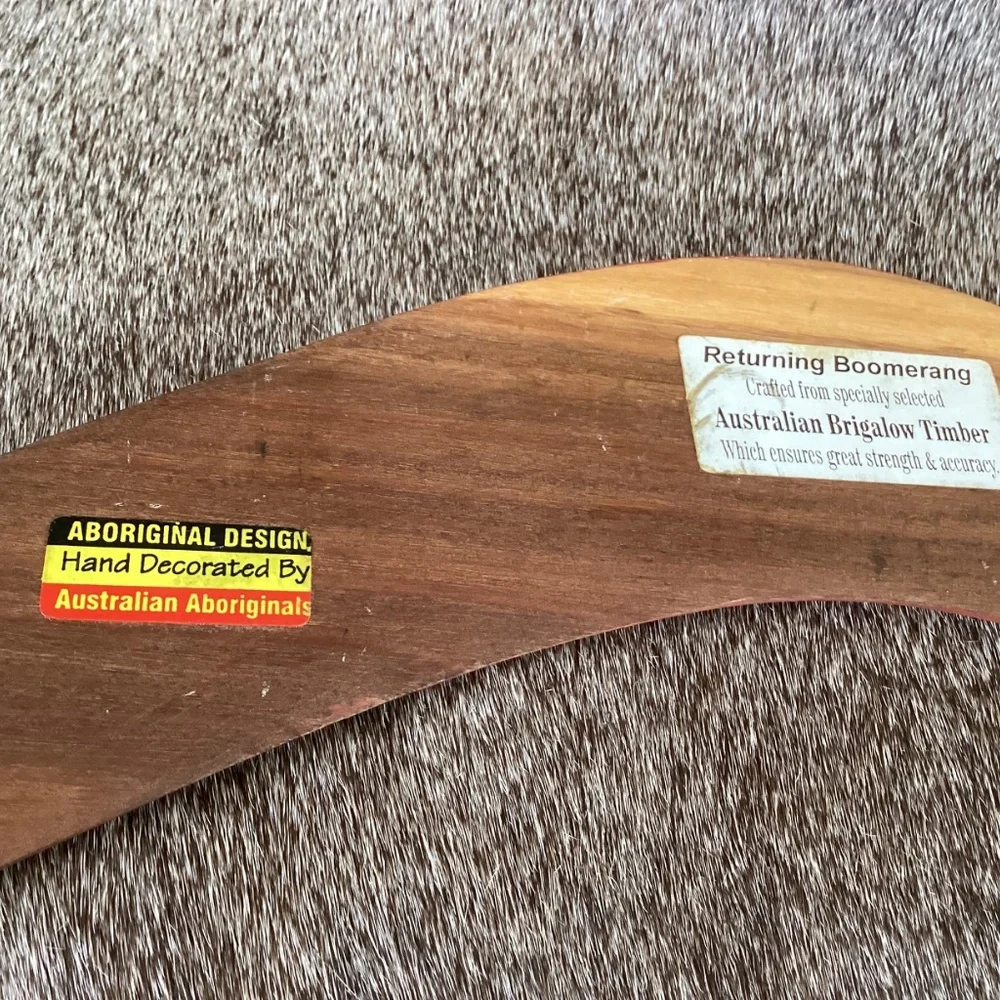 Hand Painted Returning Boomerang Crafted From Australian Brigalow Timber